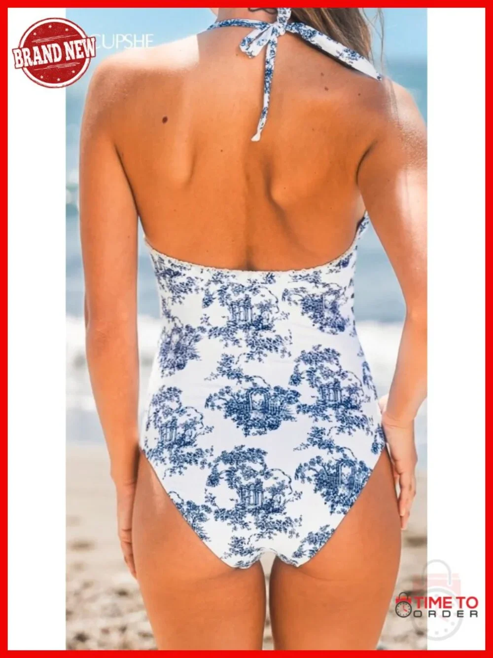 Women's V-Neck One Piece Swimsuit Ruched Tummy Adjustable Straps